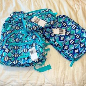 Three piece Vera Bradley set in Go Fish Blue pattern